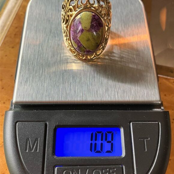 Natural Tasmanian Stichtite Sterling Silver Cocktail Ring Size 7 - Picture 7 of 8